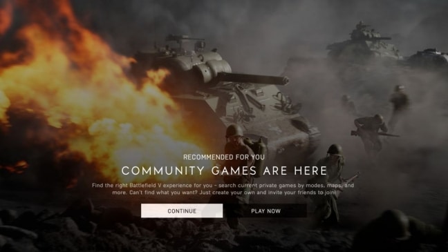 Battlefield V: Screenshot zu Einstellungen für Community Games geleakt